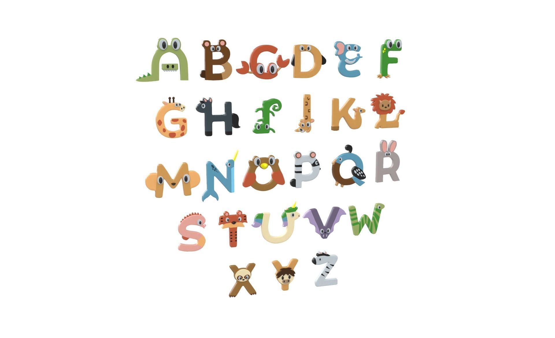 Cartoon Animal Alphabet v011 Low-poly 3D model_18