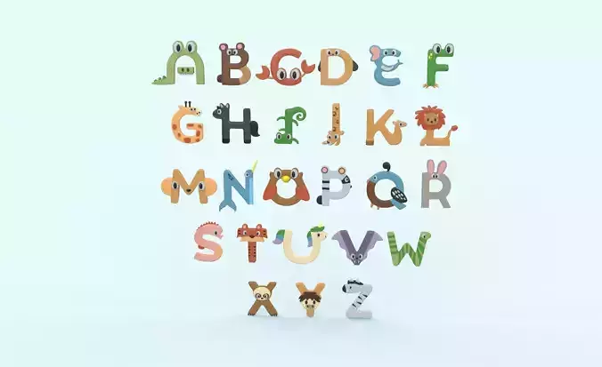 Cartoon Animal Alphabet v011