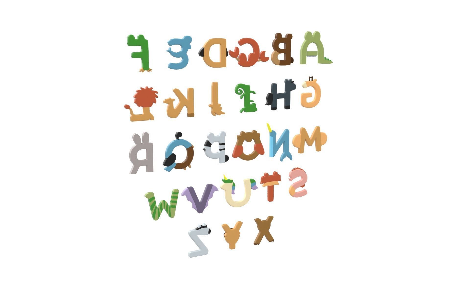 Cartoon Animal Alphabet v011 Low-poly 3D model_10