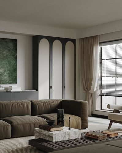 Retro style interior scene 3D model