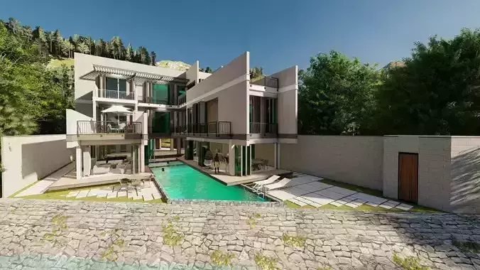 Casa Scene-villa-modern house 3D model