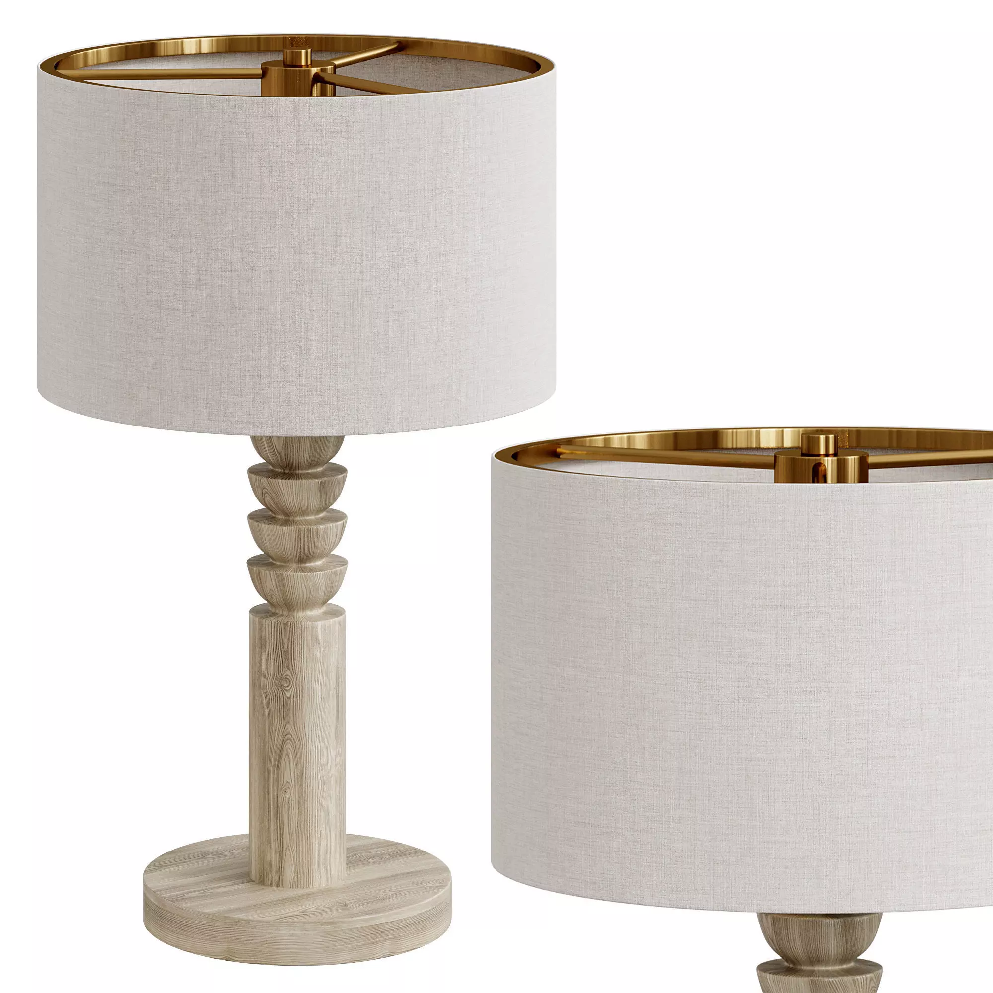 Lathe Table Lamp By Arhaus 3D model_0