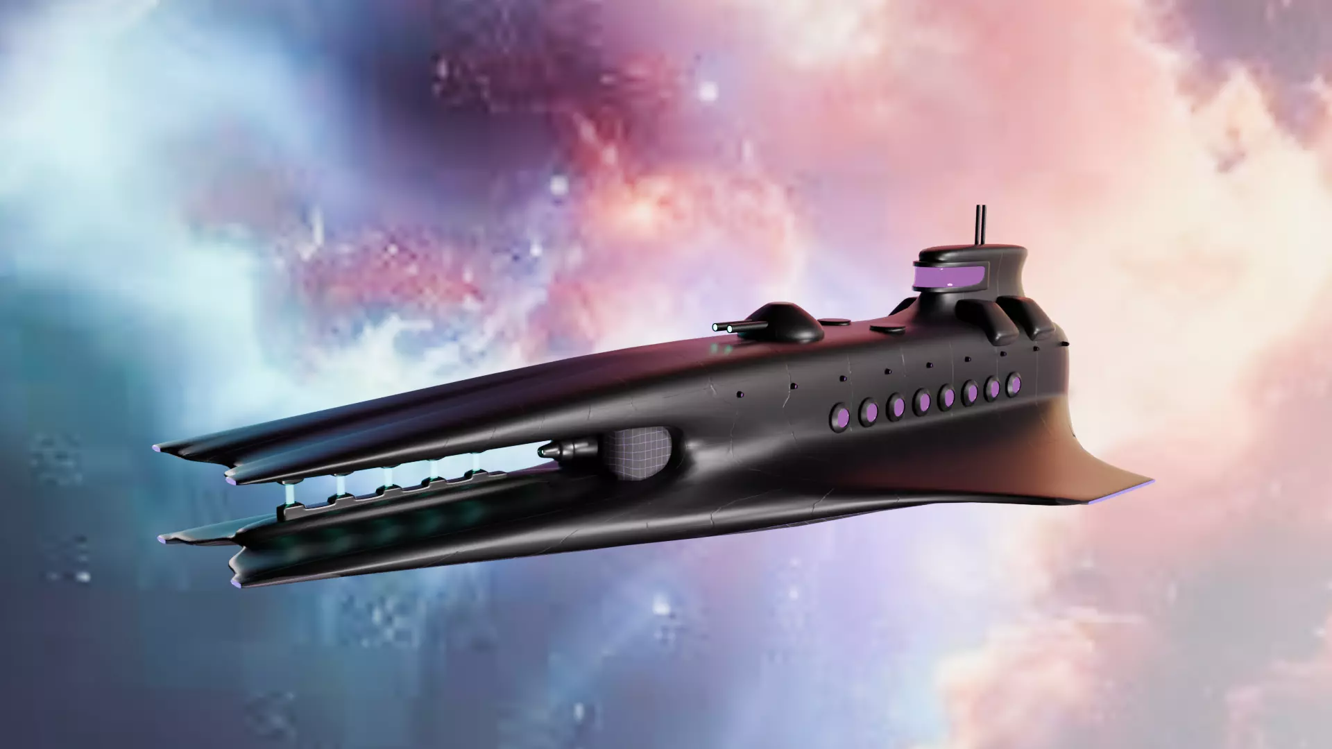 Medium Space ship 3D model_0