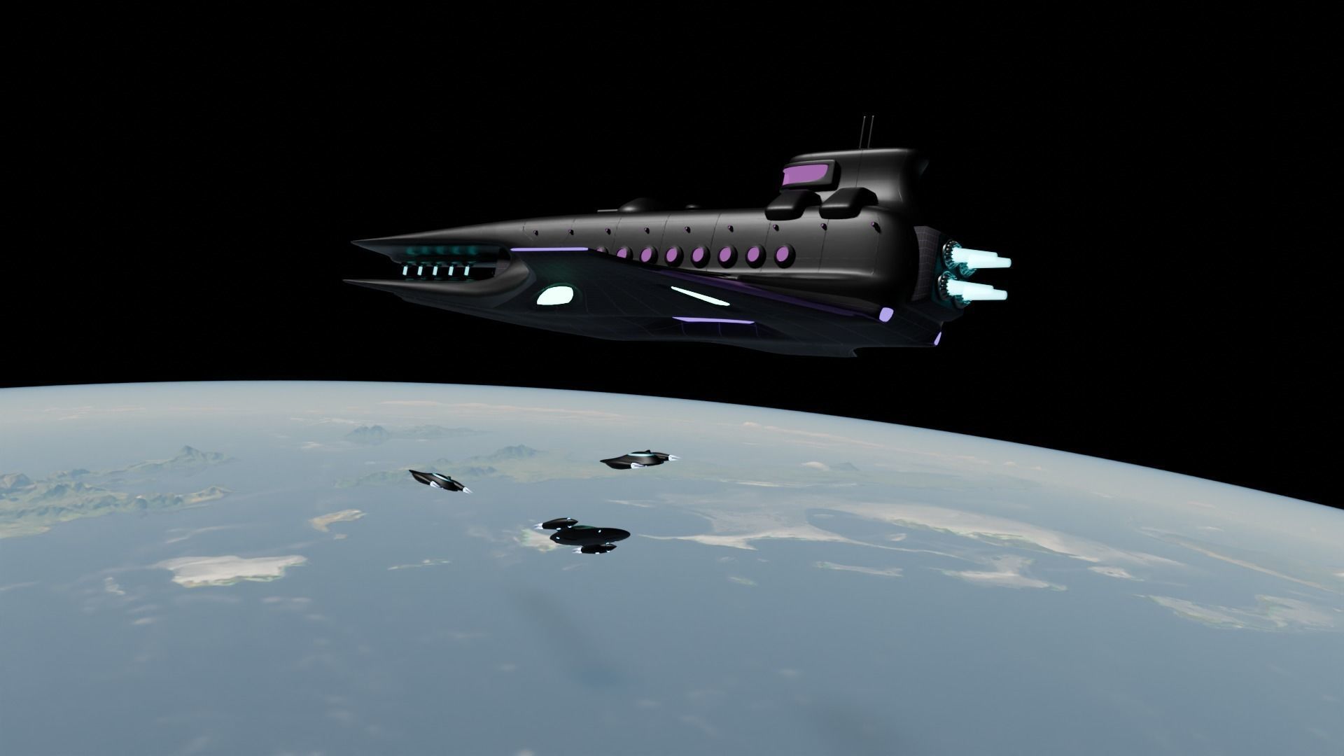 Medium Space ship 3D model_3