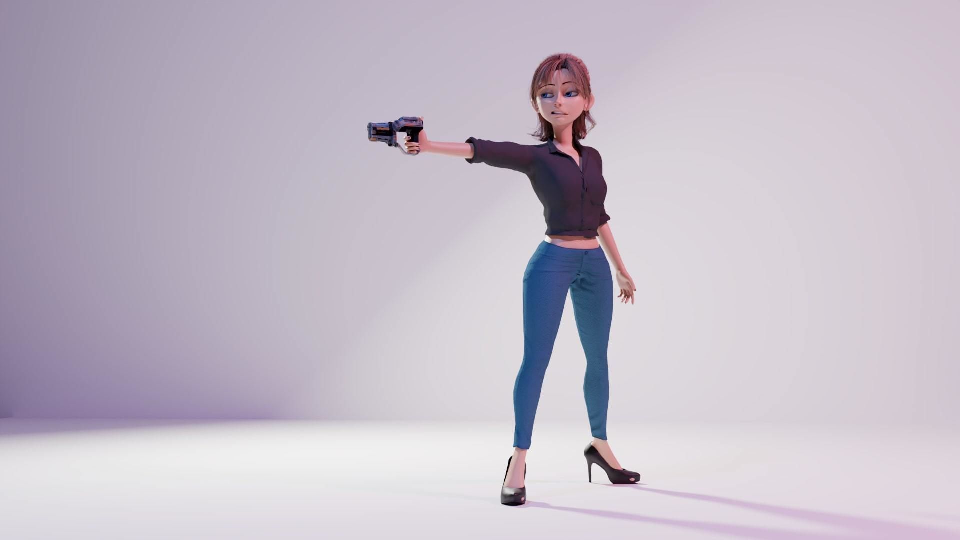 Savage Girl 3d rigged mesh for animation 3D model_1