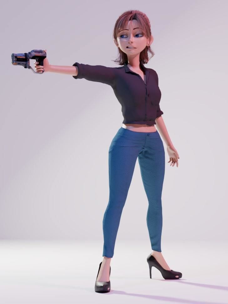 Savage Girl 3d rigged mesh for animation 3D model_7