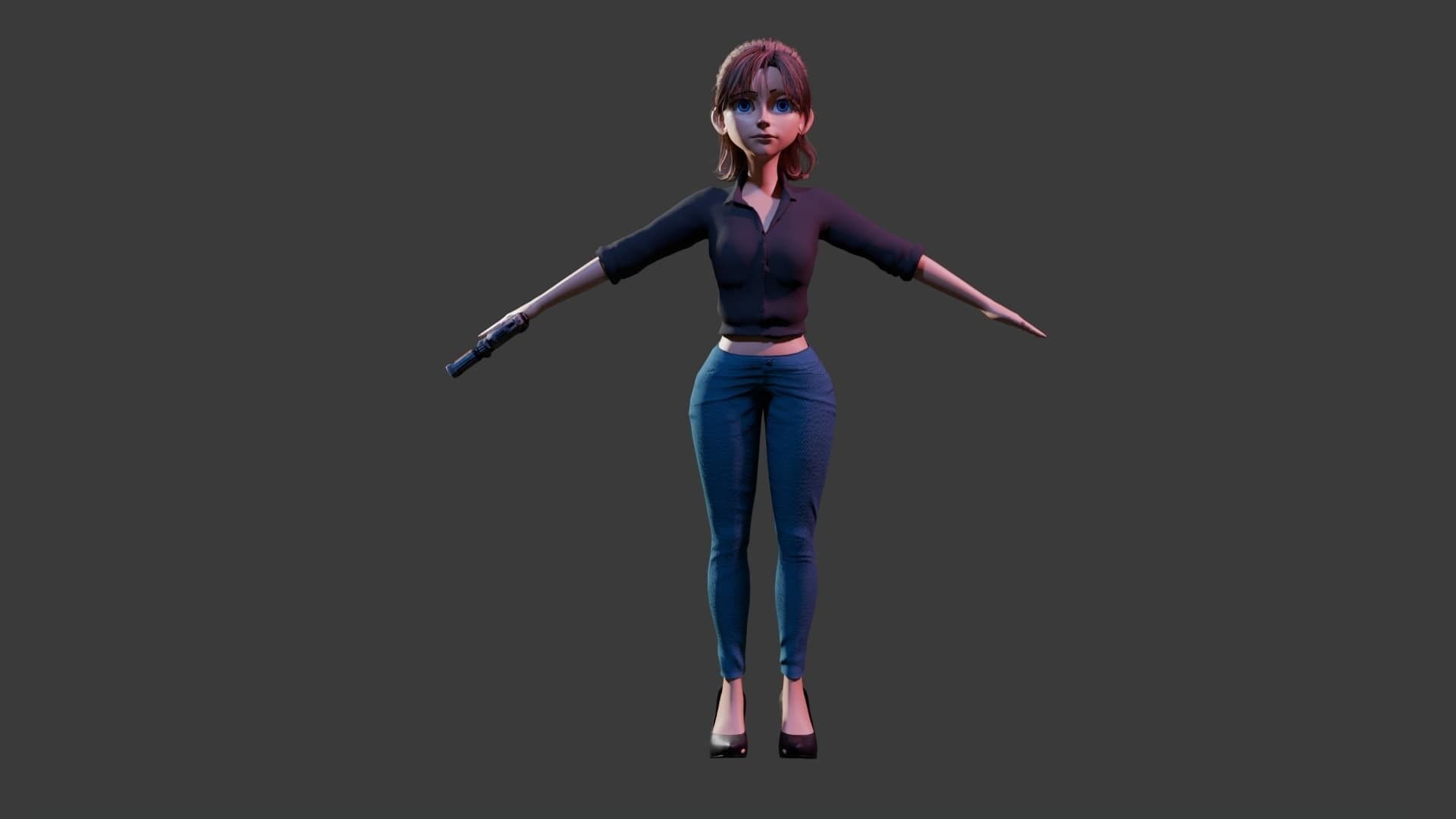 Savage Girl 3d rigged mesh for animation 3D model_6