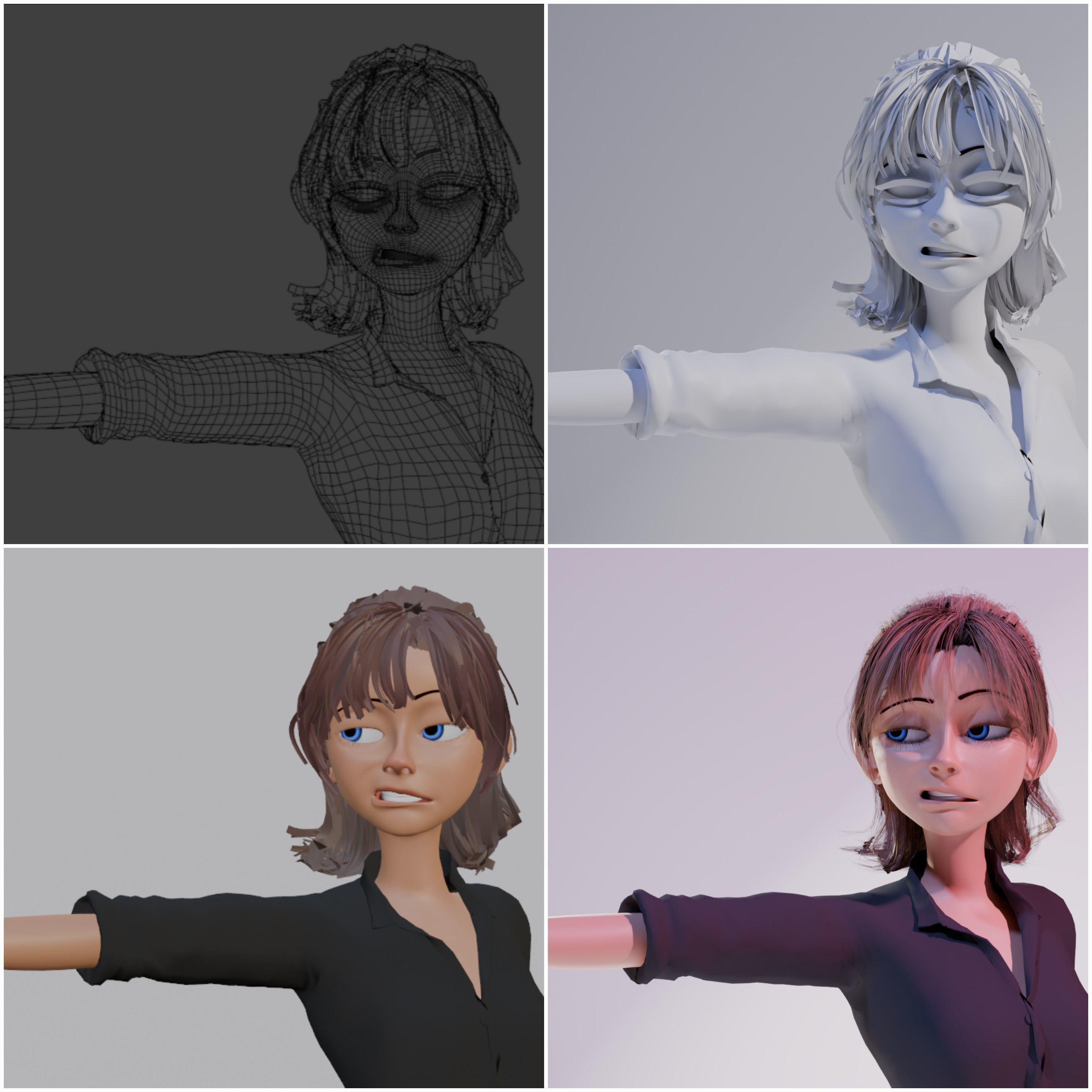 Savage Girl 3d rigged mesh for animation 3D model_2