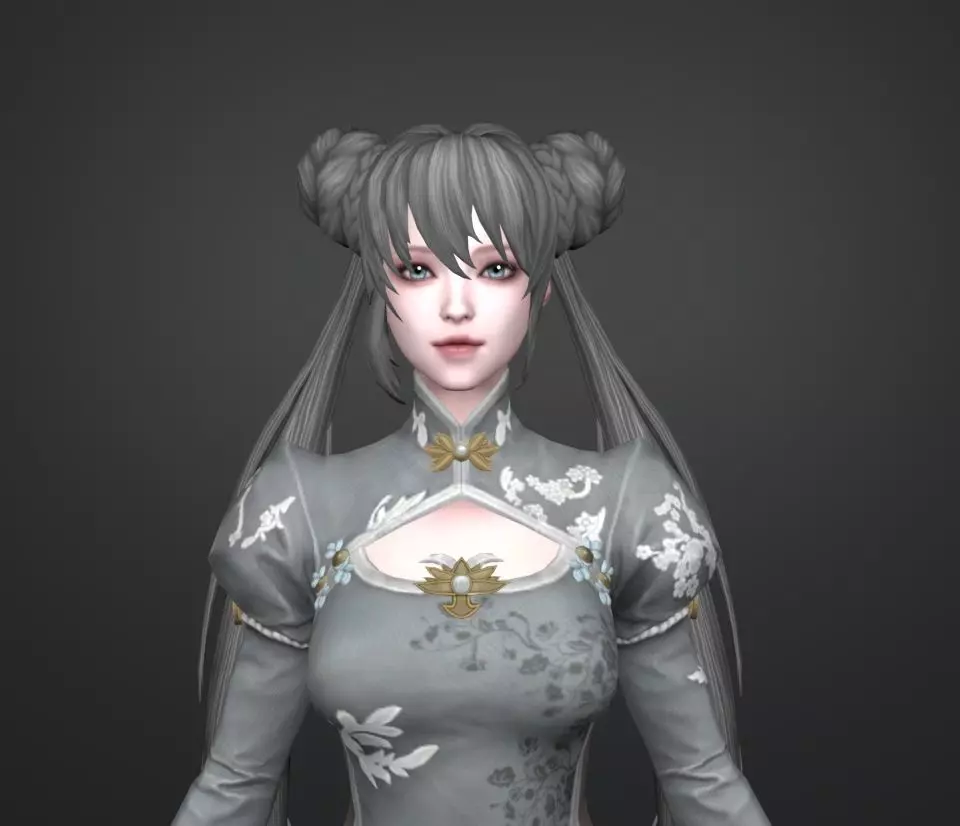 fighter girl 3D model_0