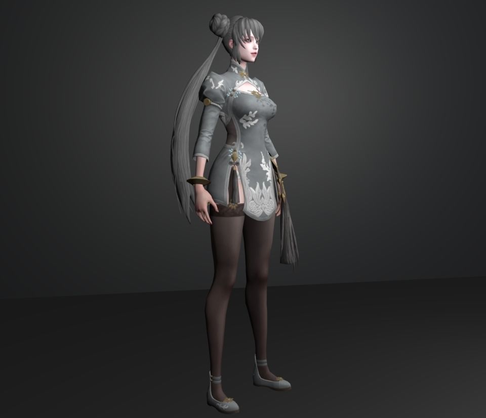 fighter girl 3D model_3
