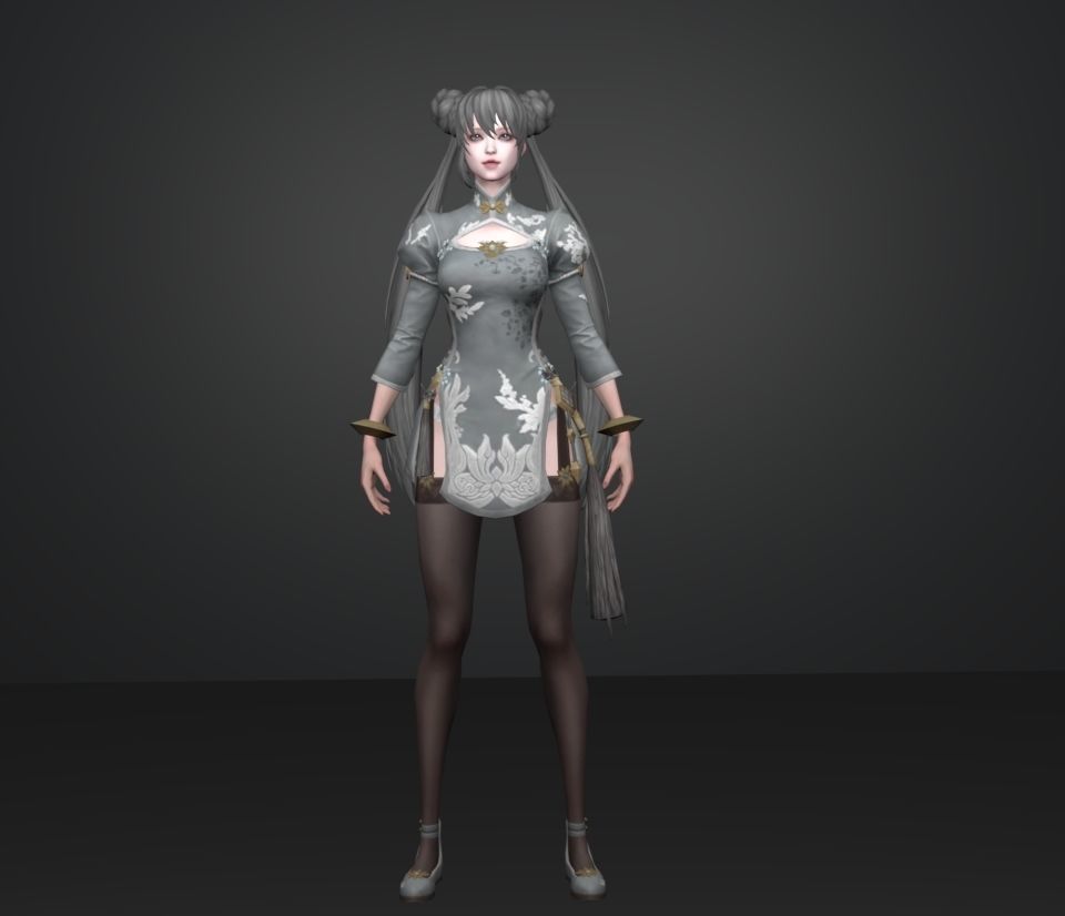 fighter girl 3D model_1