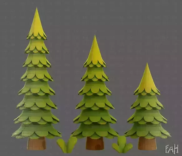 Trees Cartoon V60 Low-poly 3D model