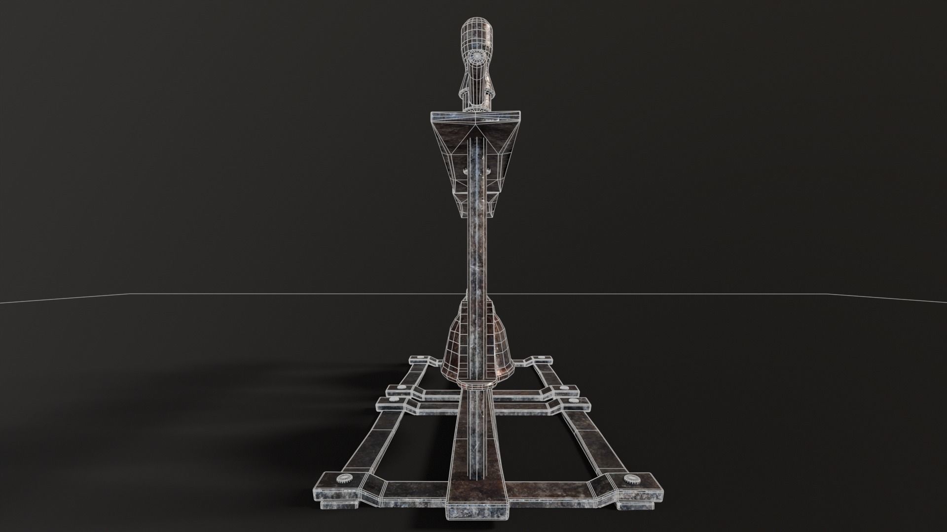 Medieval Hand Crusher - Clean and Bloody variation Low-poly 3D model_7