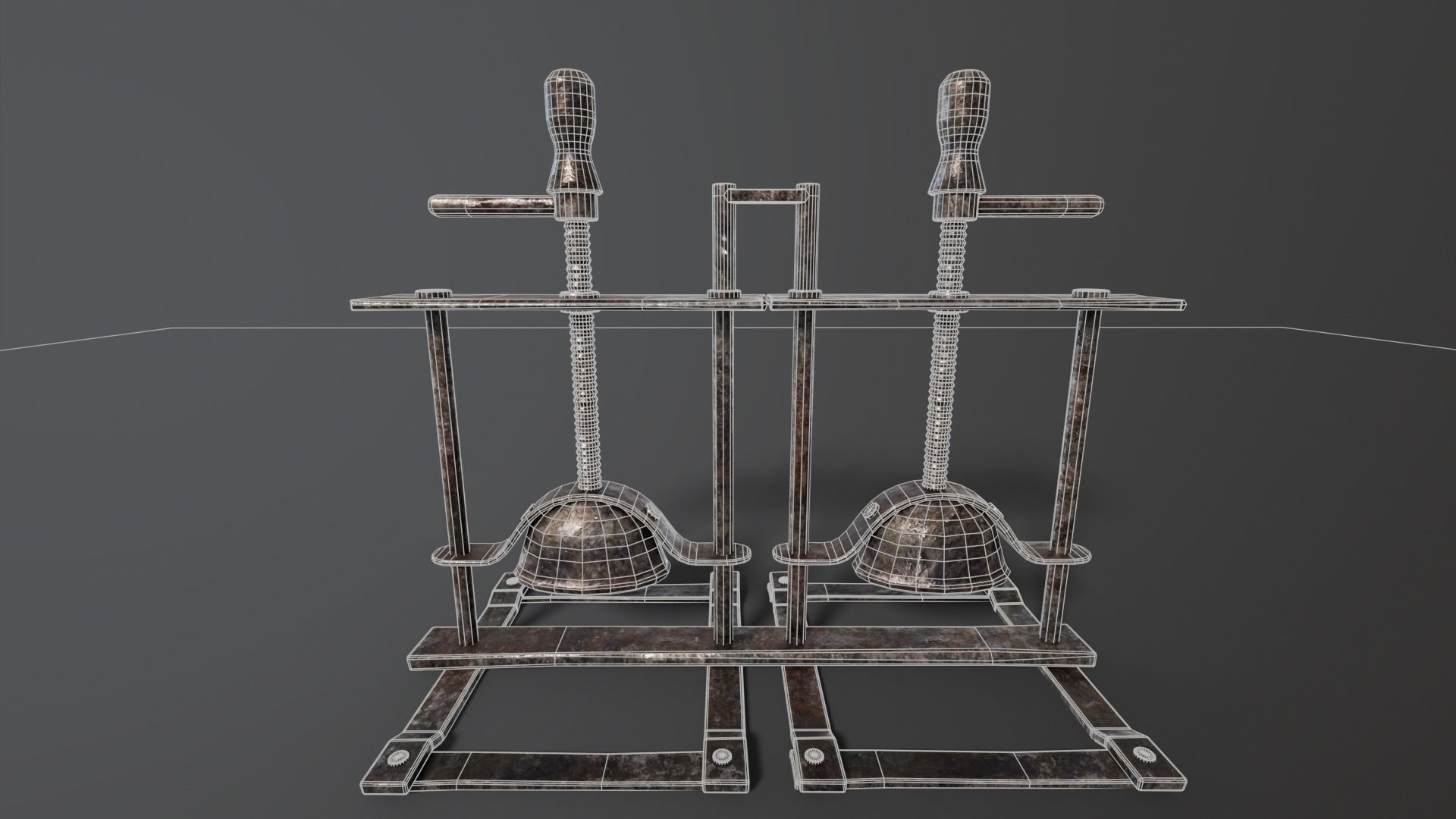 Medieval Hand Crusher - Clean and Bloody variation Low-poly 3D model_3