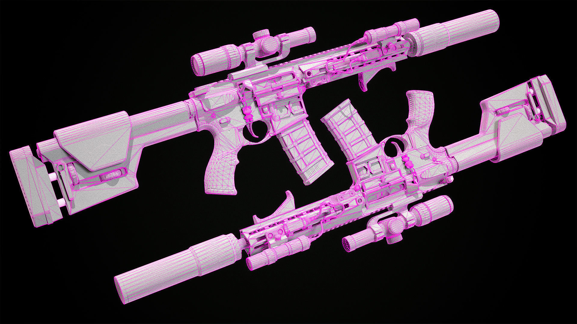 AR-15 Game Ready model Low-poly 3D model_4