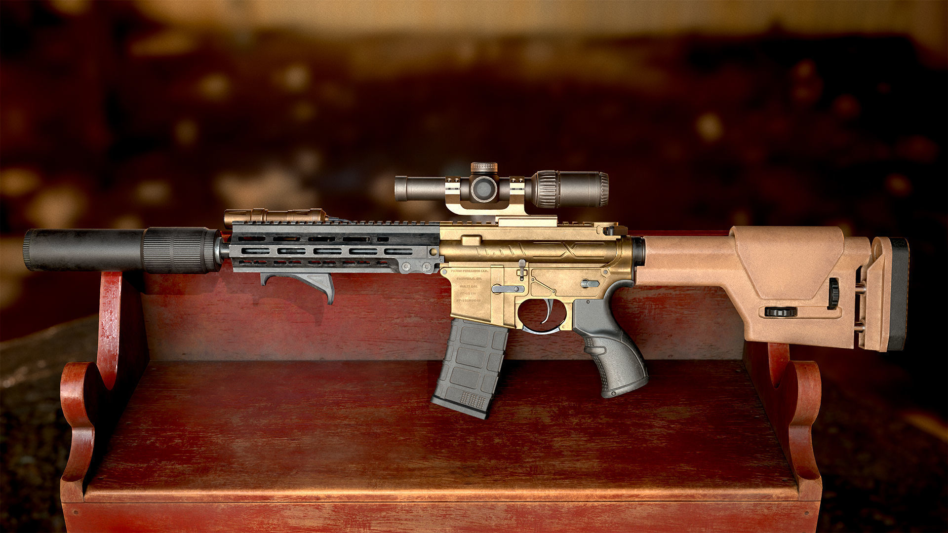 AR-15 Game Ready model Low-poly 3D model_2