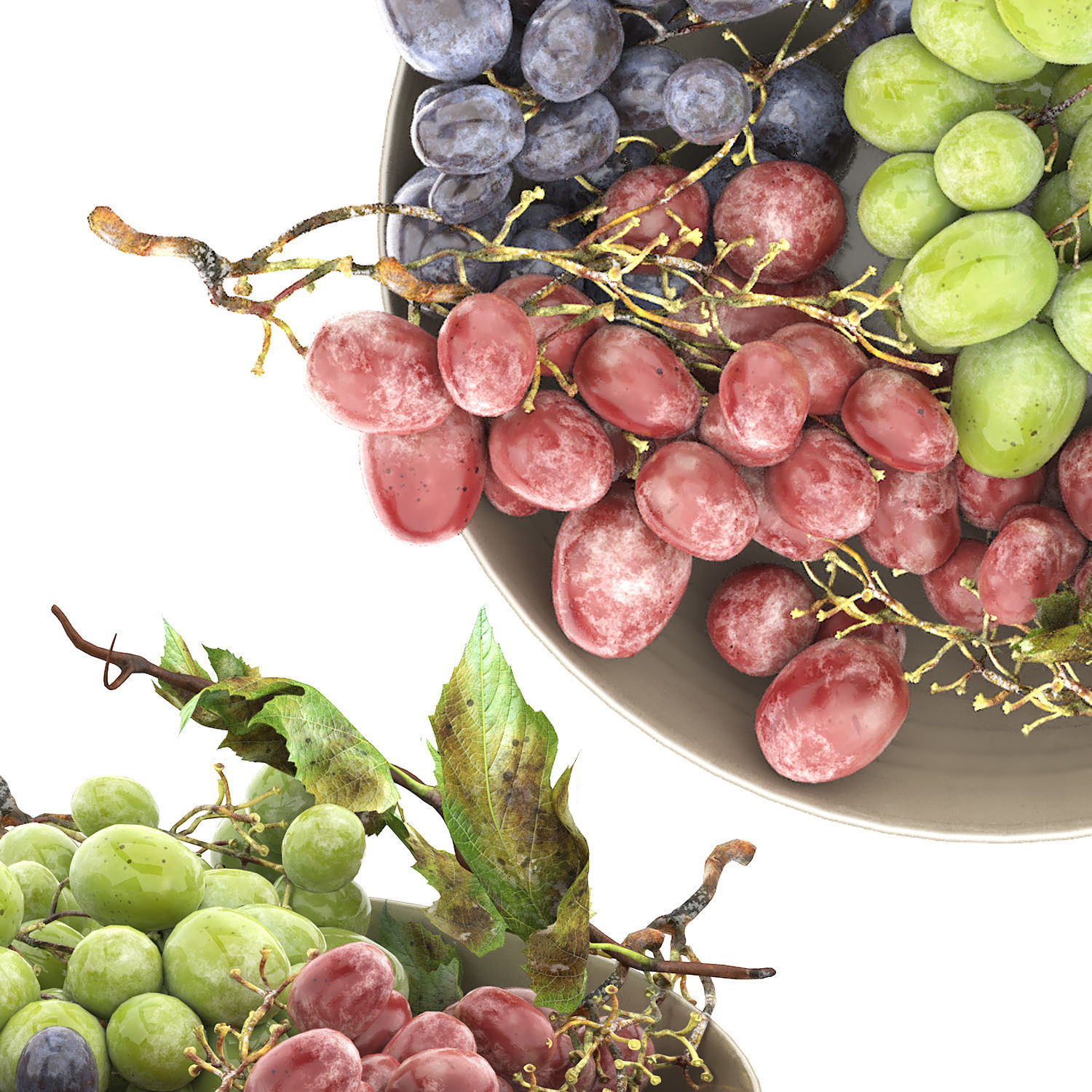 bowl of grapes 3D model_3