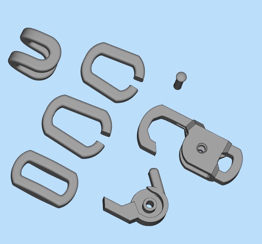 Jewelry link chain  with spring hook STL ready for Print 3D print model_6
