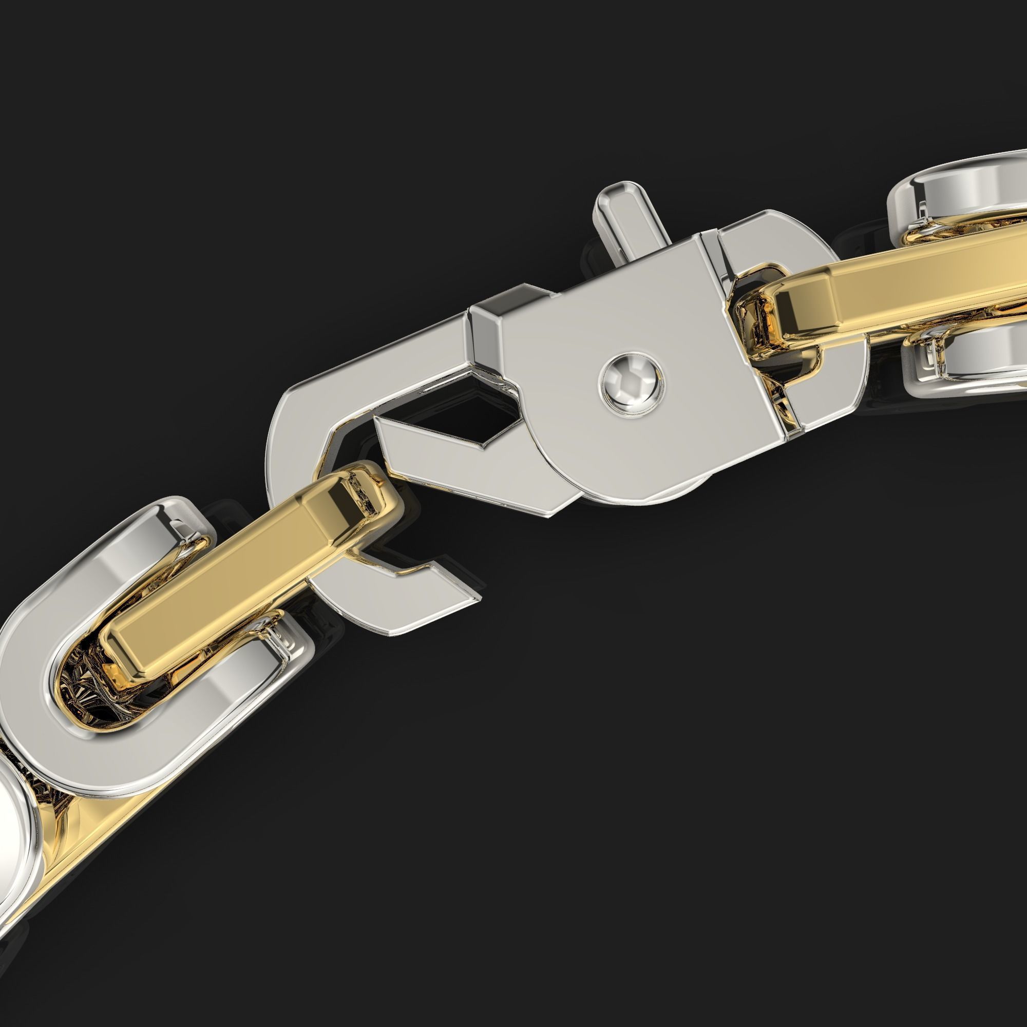 Jewelry link chain  with spring hook STL ready for Print 3D print model_2