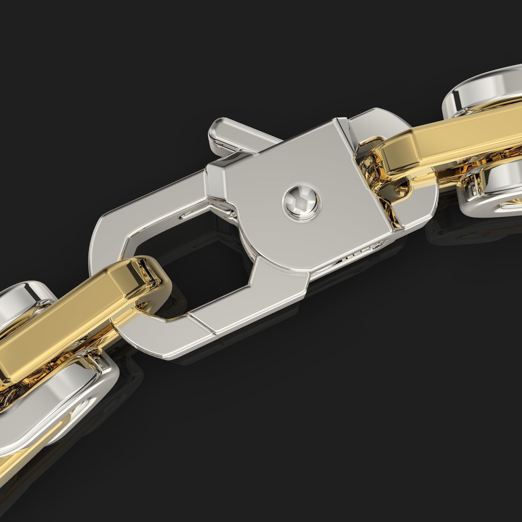 Jewelry link chain  with spring hook STL ready for Print 3D print model_1