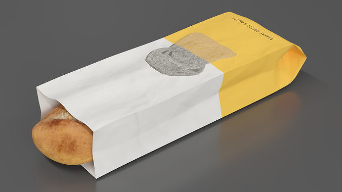 Paper Bread Bag White 3D model 4