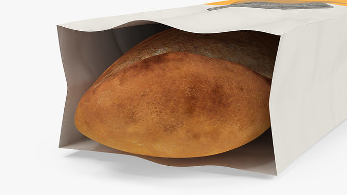 Paper Bread Bag White 3D model 7