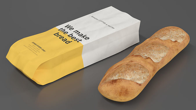 Paper Bread Bag White 3D model 3