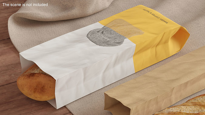Paper Bread Bag White 3D model