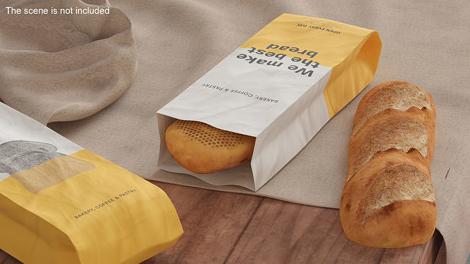 Paper Bread Bag White 3D model 2