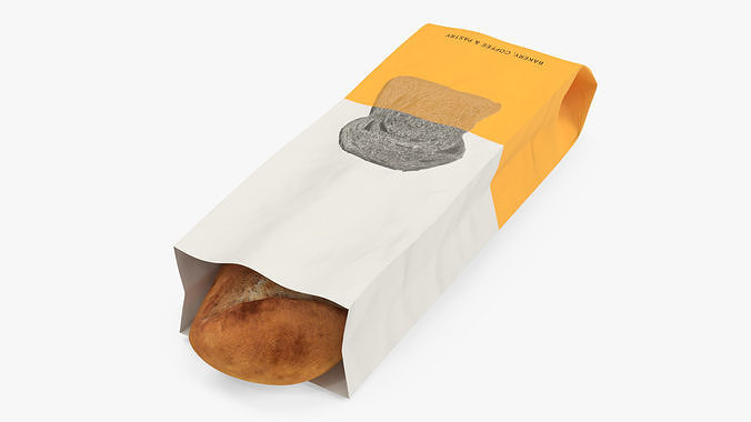 Paper Bread Bag White 3D model 5
