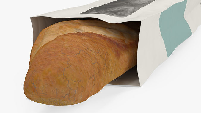 Baguette Bread Paper Bag 3D model 7