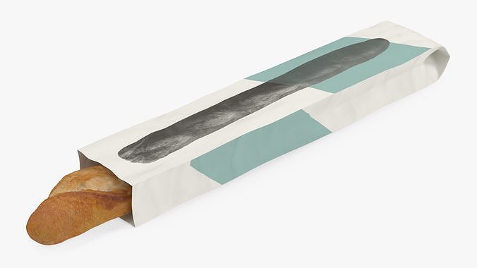 Baguette Bread Paper Bag 3D model 5