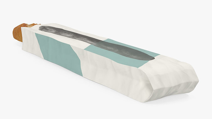 Baguette Bread Paper Bag 3D model 6