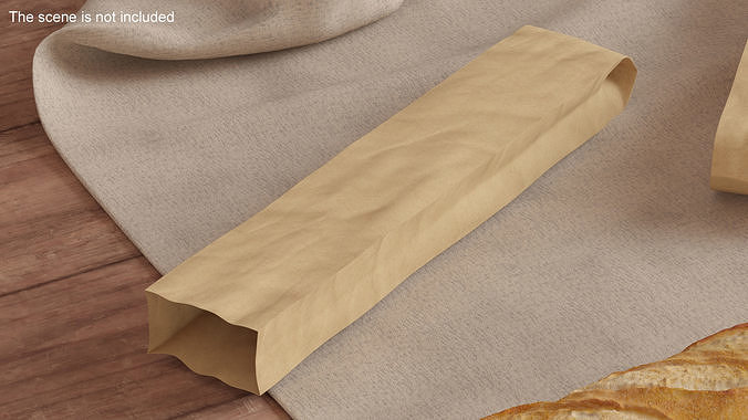 Kraft Paper Bag for Baguette Empty 3D model