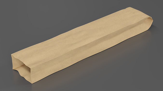 Kraft Paper Bag for Baguette Empty 3D model 4