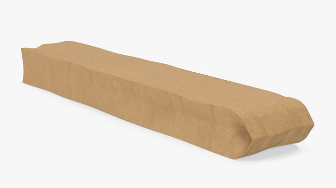 Kraft Paper Bag for Baguette Empty 3D model 6