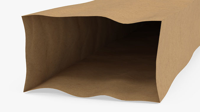 Kraft Paper Bag for Baguette Empty 3D model 7