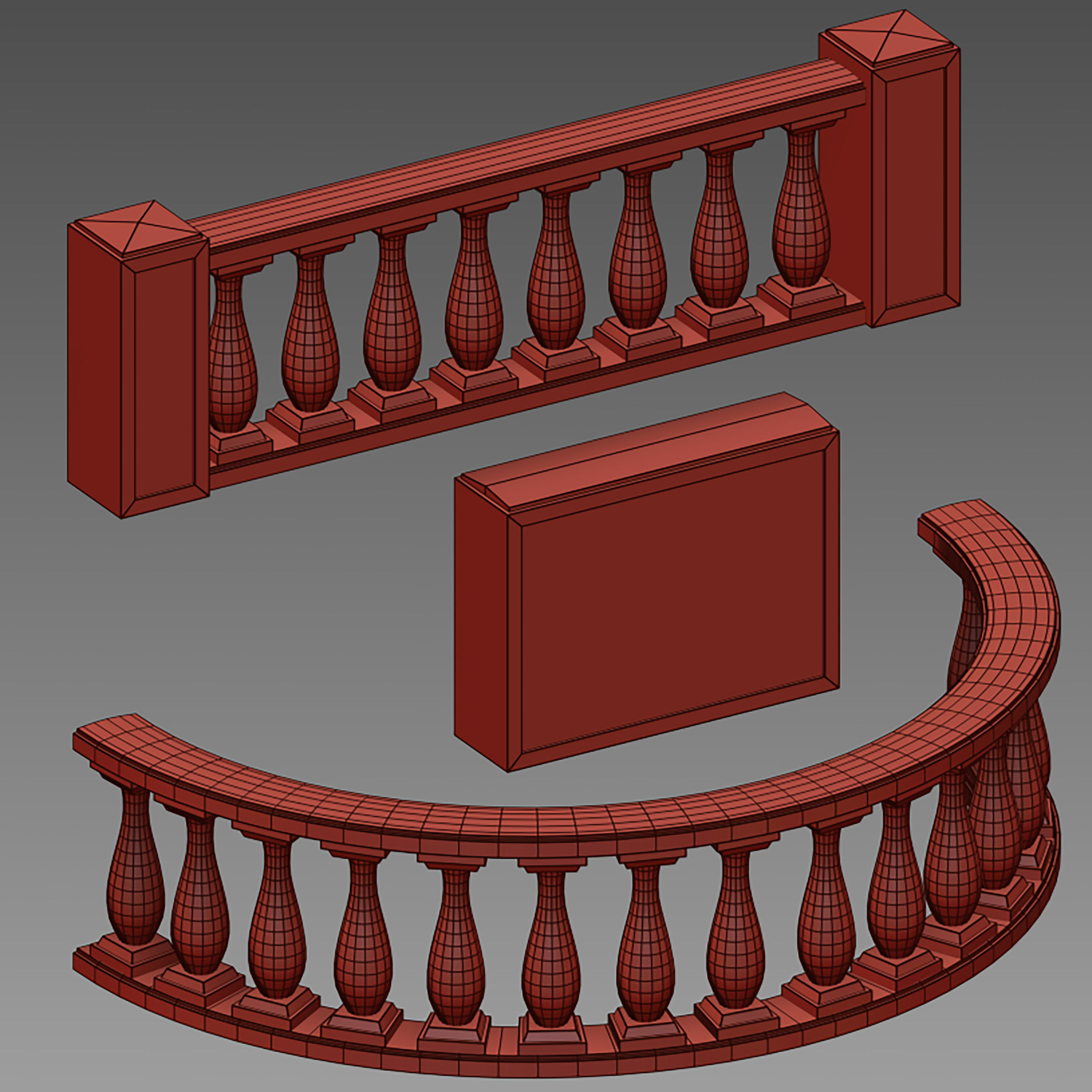 Balustrade fencing staircase balcony terrace 3D model_13