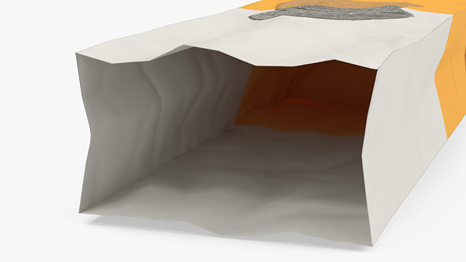Paper Bread Bag White Empty 3D model 7