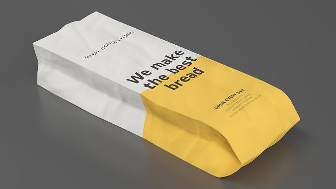 Paper Bread Bag White Empty 3D model 4