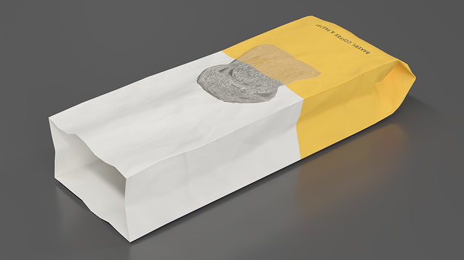 Paper Bread Bag White Empty 3D model 3