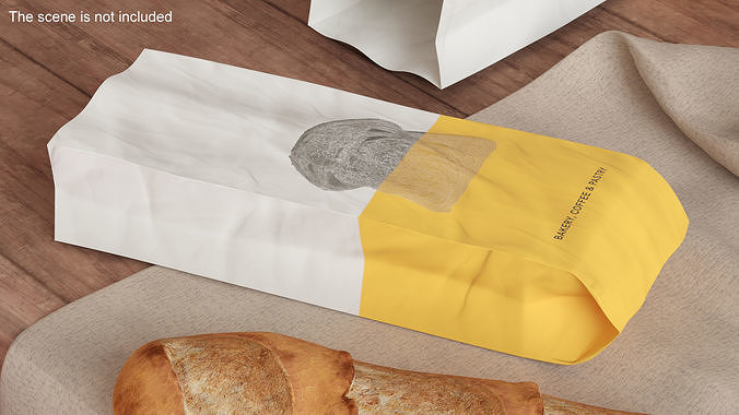 Paper Bread Bag White Empty 3D model 2