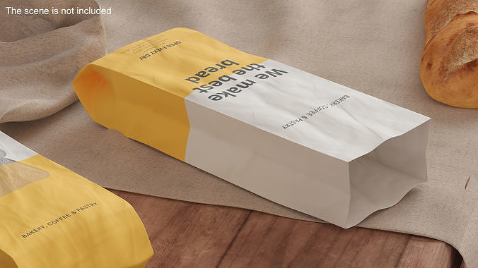 Paper Bread Bag White Empty 3D model