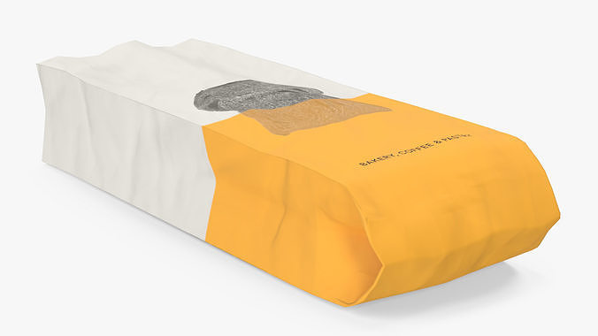 Paper Bread Bag White Empty 3D model 6