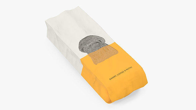 Paper Bread Bag White Empty 3D model 5