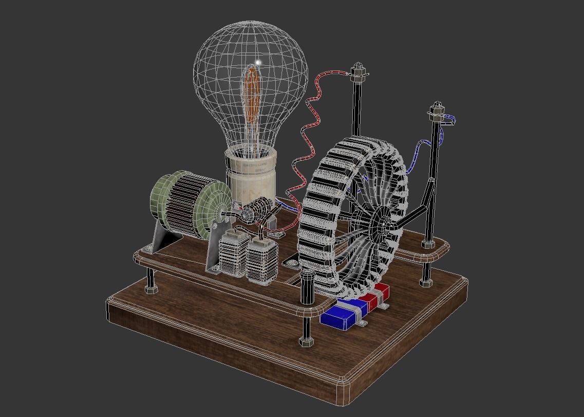 Dynamo machine Electric generator Low-poly 3D model_13