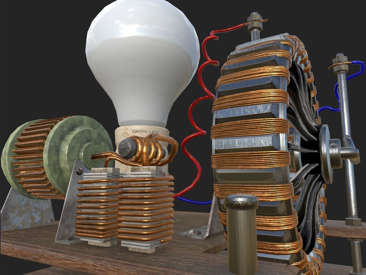 Dynamo machine Electric generator Low-poly 3D model_6
