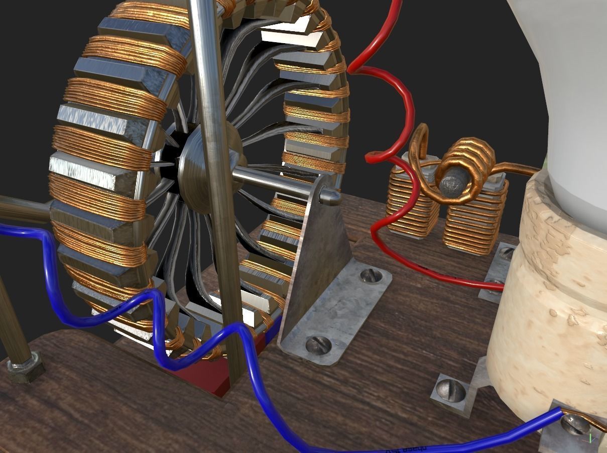 Dynamo machine Electric generator Low-poly 3D model_9