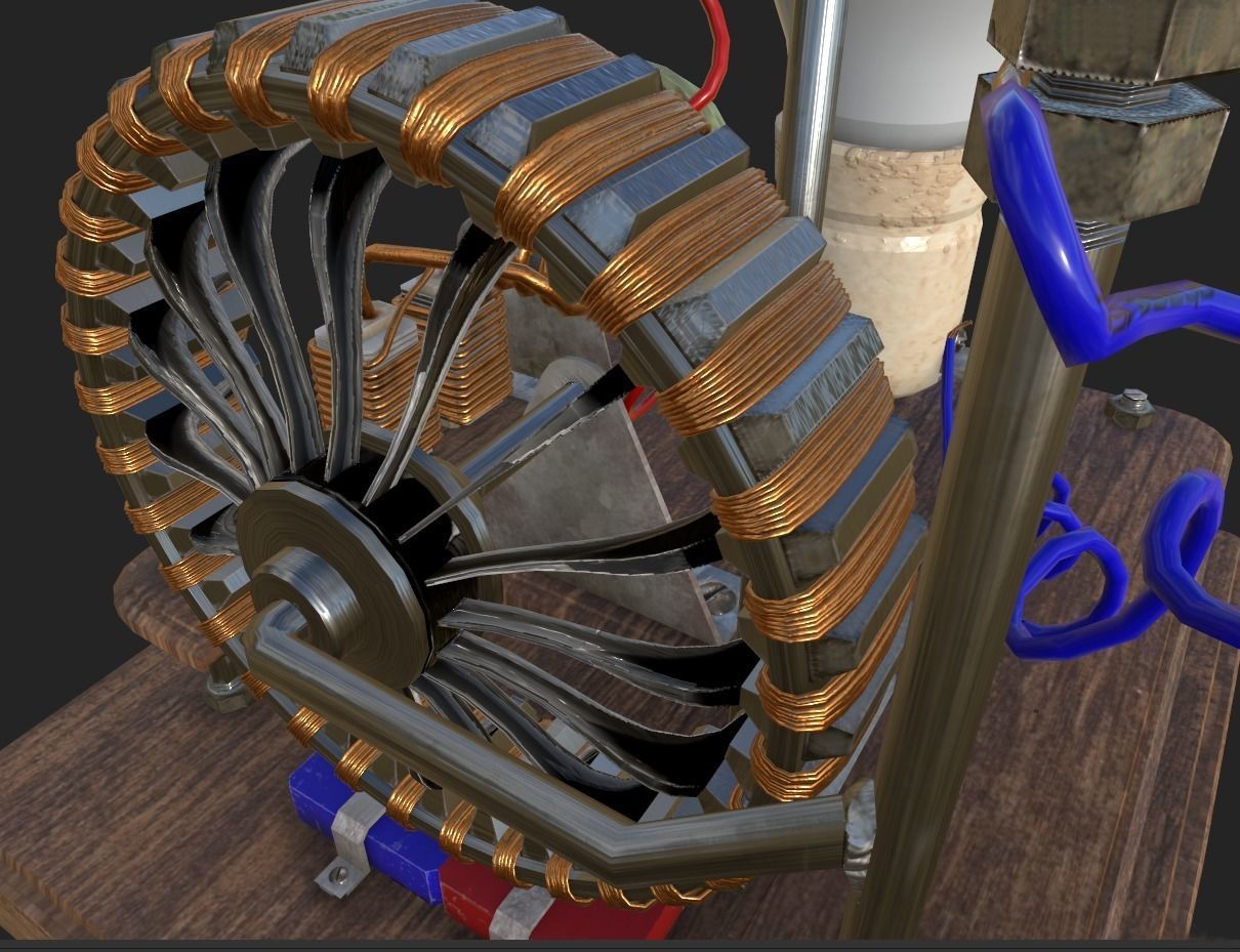Dynamo machine Electric generator Low-poly 3D model_10