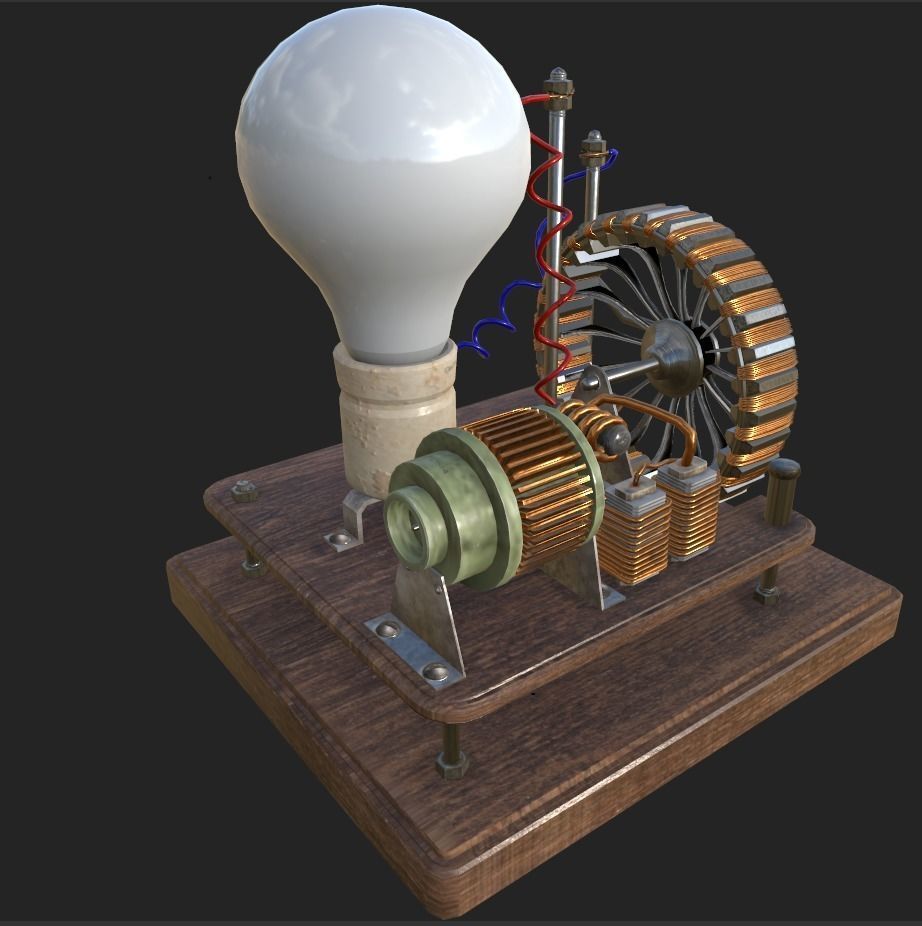 Dynamo machine Electric generator Low-poly 3D model_4